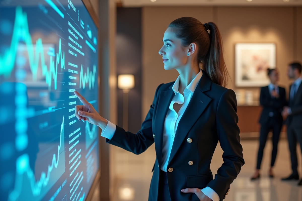 Jeune femme expliquant des données à ses collègues
